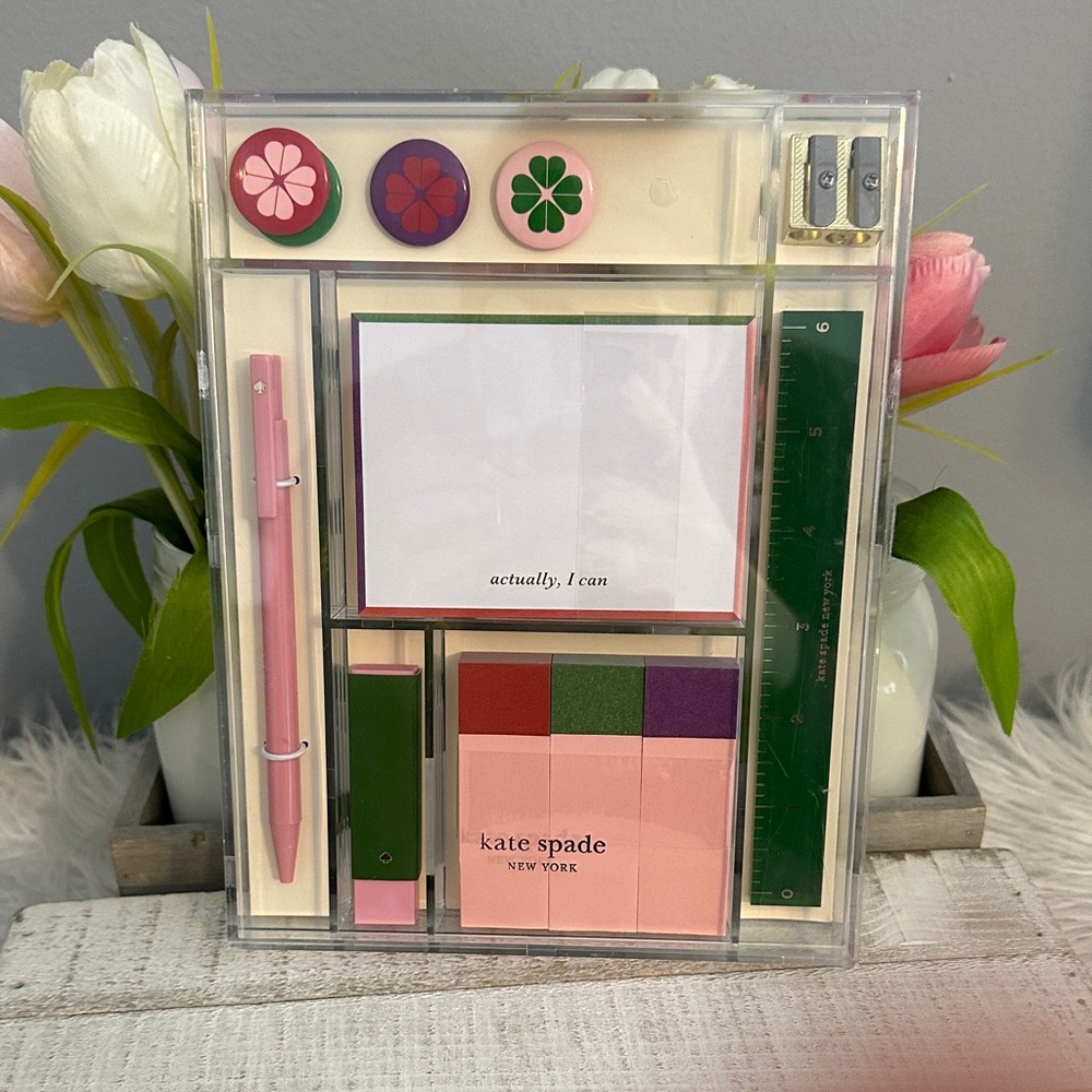 Nwt Kate spade colorblock tackle box office set
